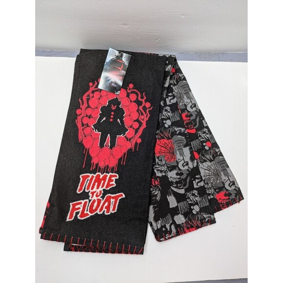 🍁 3/$20 IT Pennywise Kitchen Tea Towel Set New Time To Float Clown Halloween - Picture 1 of 6